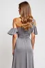 Off The Shoulder Grey Ruffled Sheath Bridesmaid Dress sold by Zapaka