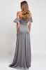 Off The Shoulder Grey Ruffled Sheath Bridesmaid Dress sold by Zapaka