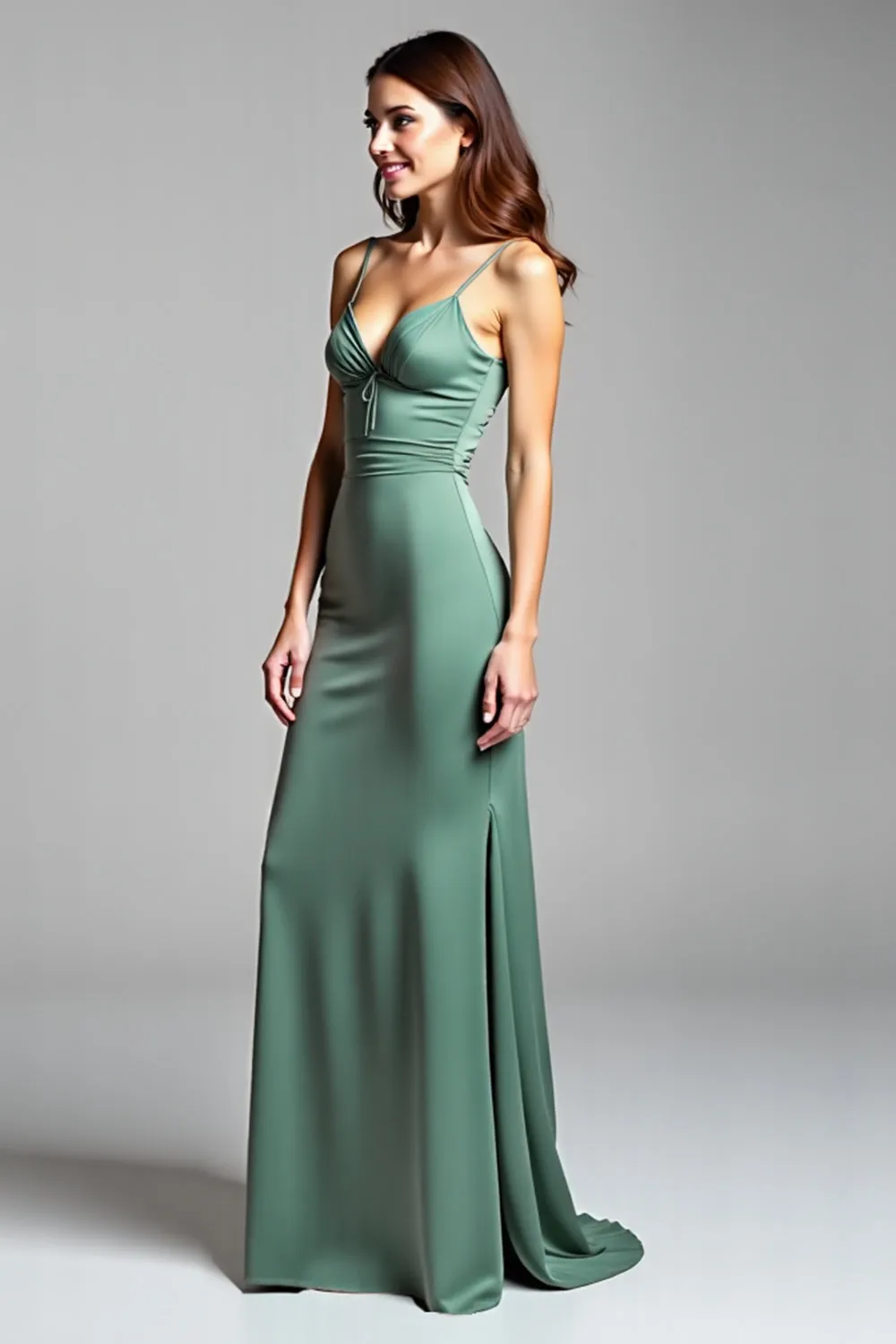 Sheath Eucalyptus Spaghetti Straps Bridesmaid Dress sold by Zapaka
