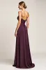 A Line Ruched Purple Bridesmaid Dress with Slit sold by Zapaka