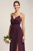A Line Ruched Purple Bridesmaid Dress with Slit sold by Zapaka