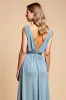 Dusty Blue Deep V Neck Chiffon A Line Bridesmaid Dress sold by Zapaka