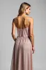 A Line Spaghetti Straps Dusty Rose Ruched Long Bridesmaid Dress sold by Zapaka