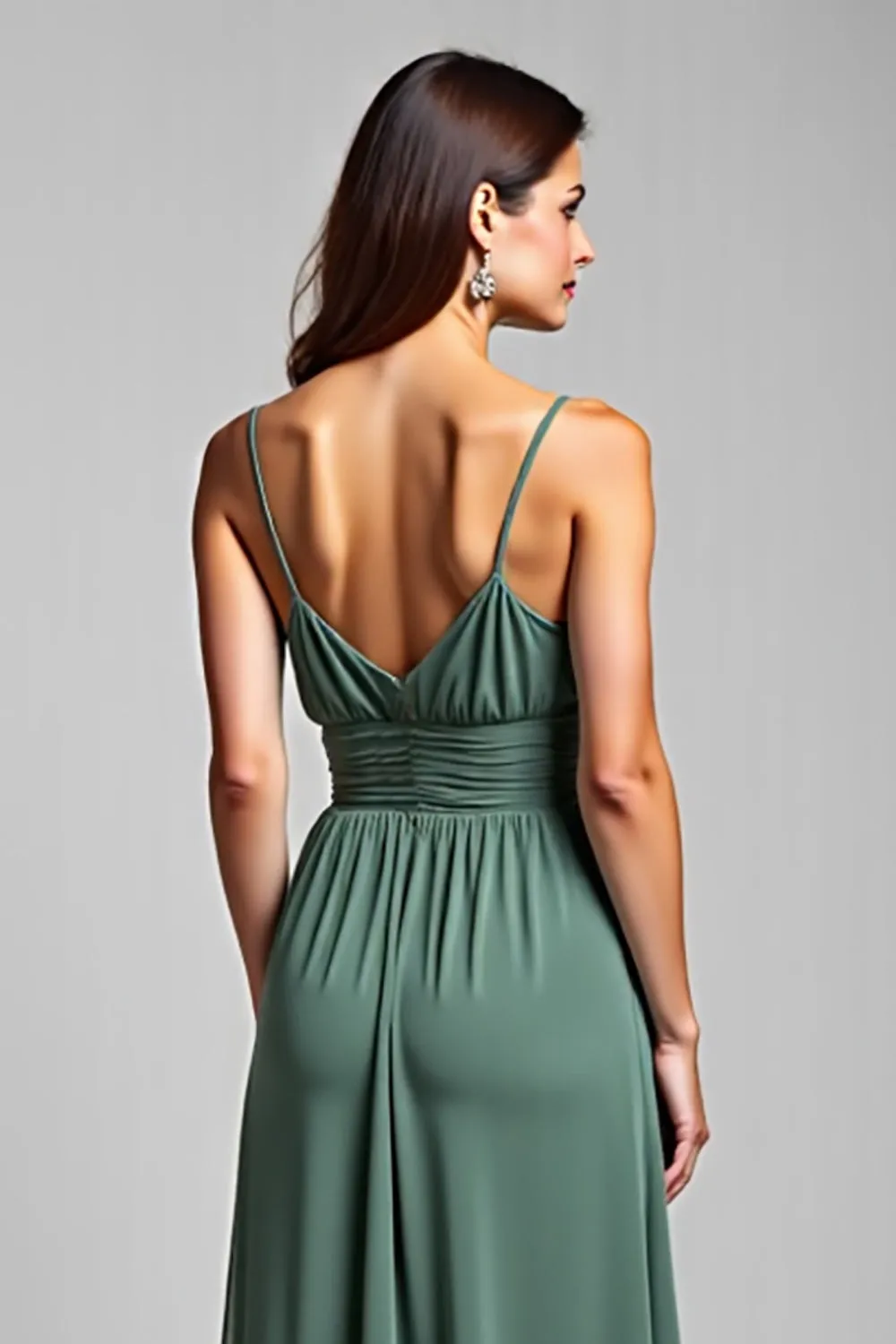 Eucalyptus Spaghetti Straps A Line Chiffon Bridesmaid Dress sold by Zapaka product image thumbnail 5
