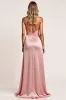 Blush A Line Spaghetti Straps Ruched Long Bridesmaid Dress with Slit sold by Zapaka