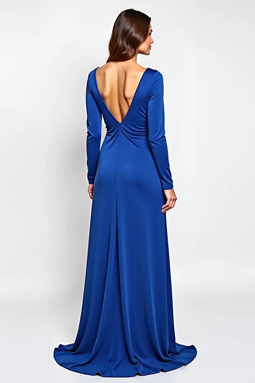 Royal Blue Sheath Scoop Long Sleeves Mother of the Bride Dress with Flowers sold by Zapaka product image thumbnail 2