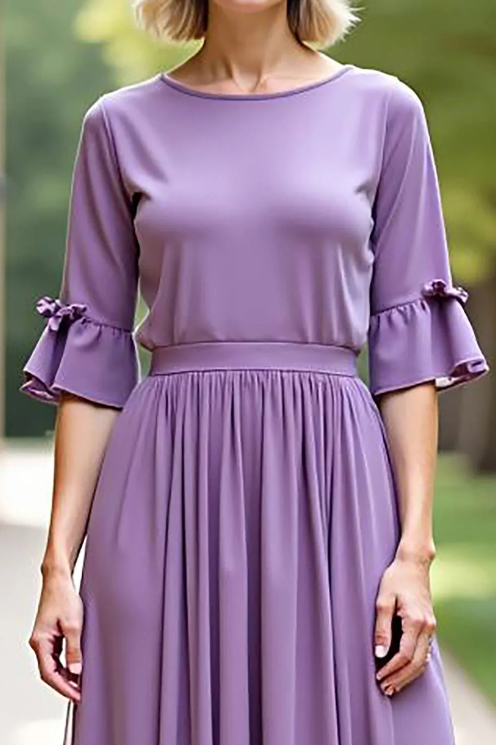 Tahiti A Line Flare Sleeve Pleated Long Chiffon Mother Of The Bride Dress sold by Zapaka product image thumbnail 3