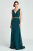 Peacock Sheath Wrap V-Neck Chiffon Mother of the Bride Dress with Beading sold by Zapaka