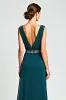 Peacock Sheath Wrap V-Neck Chiffon Mother of the Bride Dress with Beading sold by Zapaka