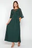 Pine Sheath Scoop Half Sleeves Chiffon Mother of the Bride Dress with Appliques sold by Zapaka