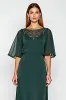 Pine Sheath Scoop Half Sleeves Chiffon Mother of the Bride Dress with Appliques sold by Zapaka