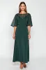 Pine Sheath Scoop Half Sleeves Chiffon Mother of the Bride Dress with Appliques sold by Zapaka