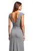 Silver Sheath V-Neck Cap Sleeves Ruched Long Mother of the Bride Dress sold by Zapaka
