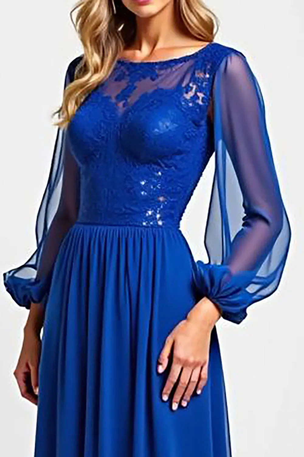 Sparkly Royal Blue Long Sleeve Sequin Mother Of The Bride Dress sold by Zapaka product image thumbnail 3