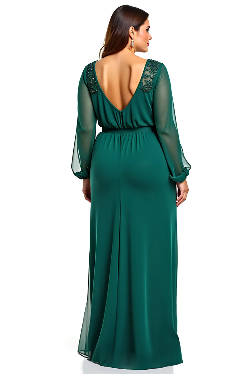 Dark Green Sheath Chiffon Mother of the Bride Dress sold by Zapaka product image thumbnail 2