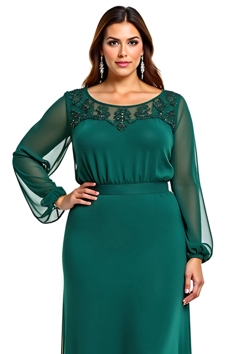 Dark Green Sheath Chiffon Mother of the Bride Dress sold by Zapaka product image thumbnail 4