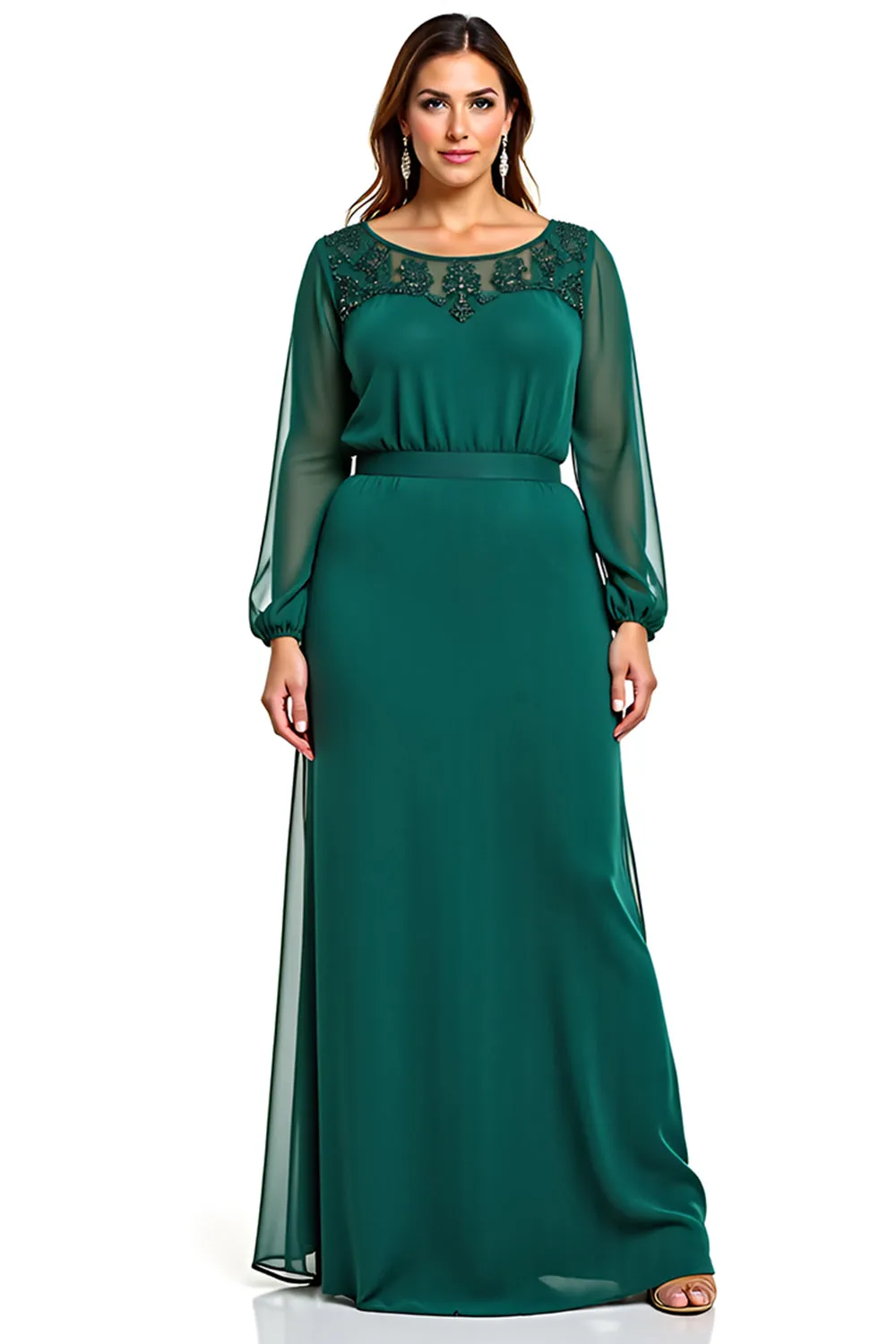 Dark Green Sheath Chiffon Mother of the Bride Dress sold by Zapaka