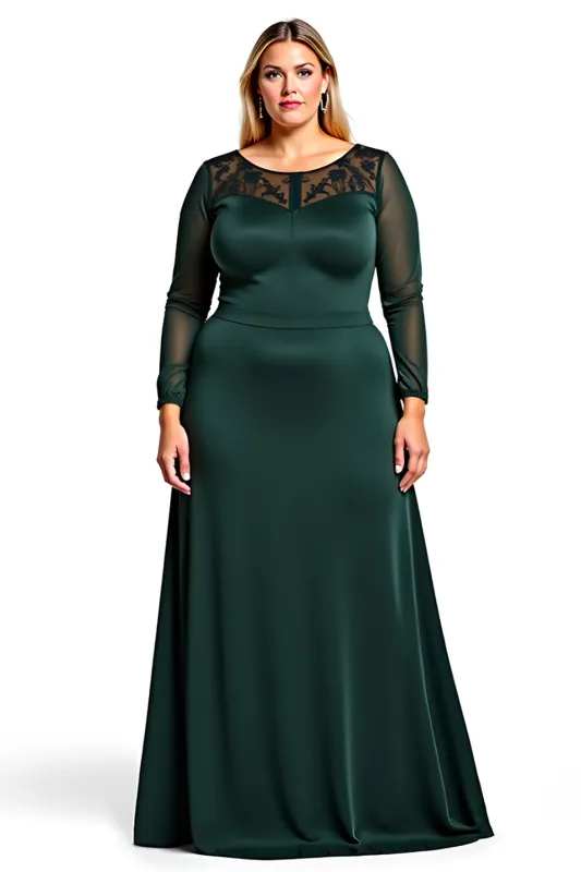 Pine Sheath Satin Lace Mother of the Bride Dress sold by Zapaka