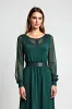 Pink Sheath Long Sleeves Chiffon Mother of the Bride Dress with Beading sold by Zapaka