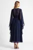 Navy A Line V-Neck Chiffon Mother of the Bride Dress sold by Zapaka