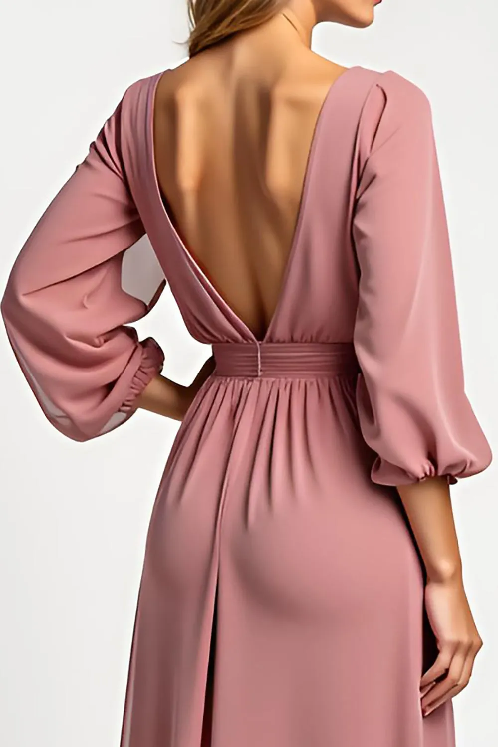 Blush A Line Chiffon 3/4 Sleeves Mother of the Bride Dress sold by Zapaka product image thumbnail 4