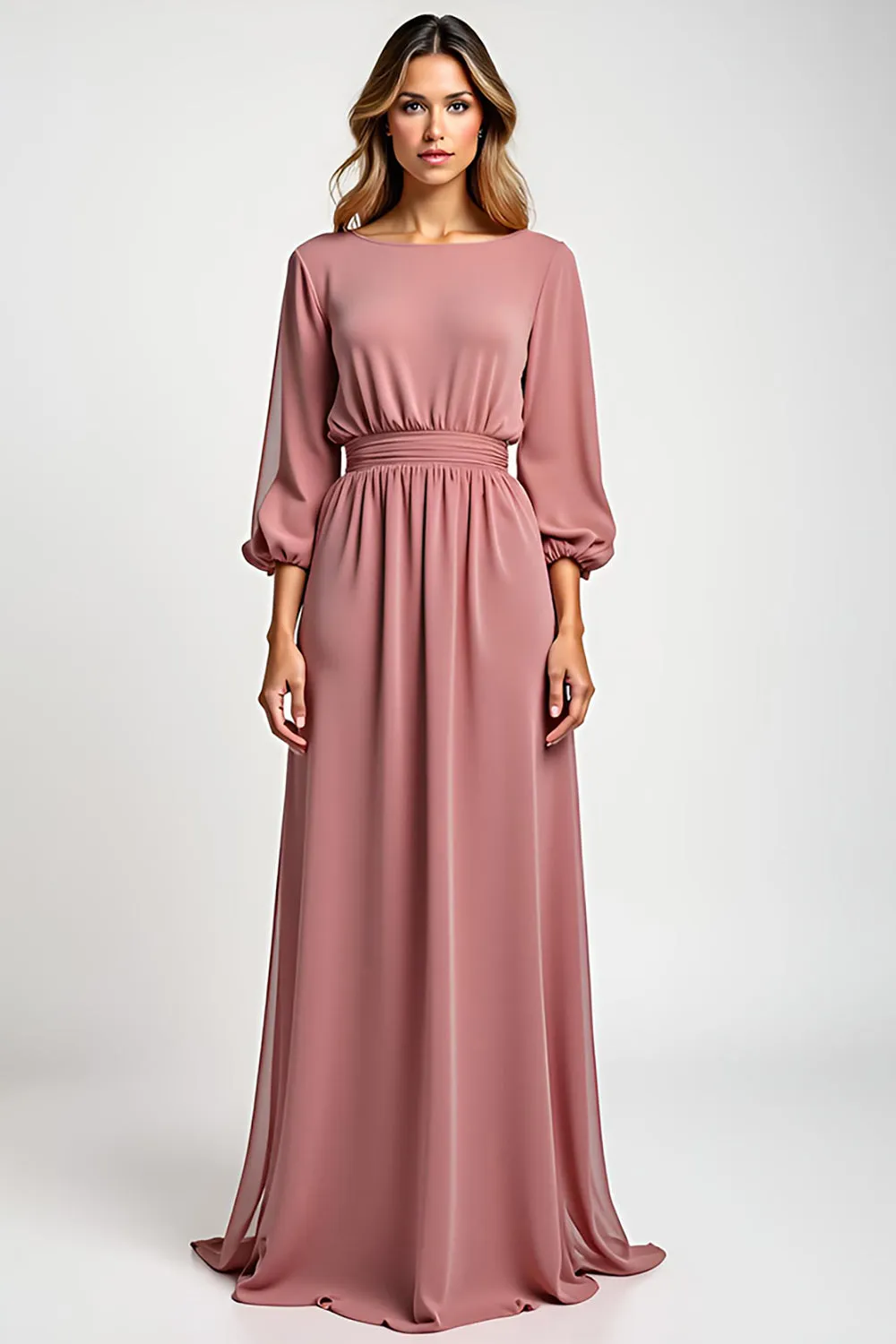 Blush A Line Chiffon 3/4 Sleeves Mother of the Bride Dress sold by Zapaka