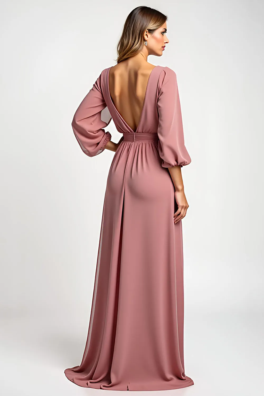 Blush A Line Chiffon 3/4 Sleeves Mother of the Bride Dress sold by Zapaka product image thumbnail 2