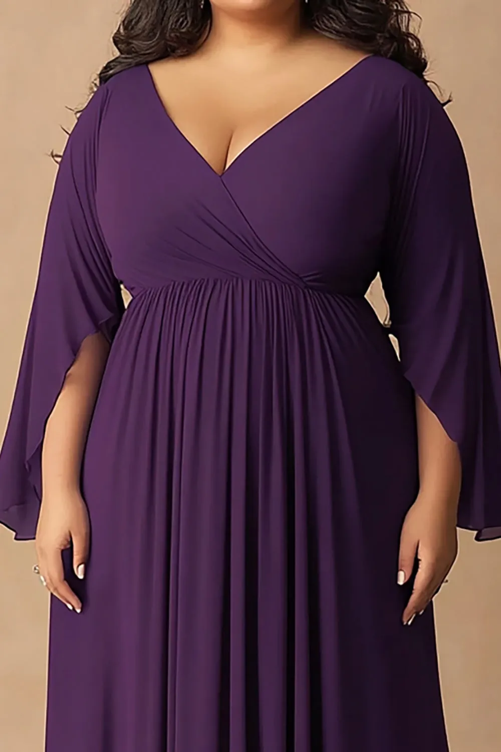 Dark Purple Chiffon Plus Size Mother of the Bride Dress sold by Zapaka product image thumbnail 2