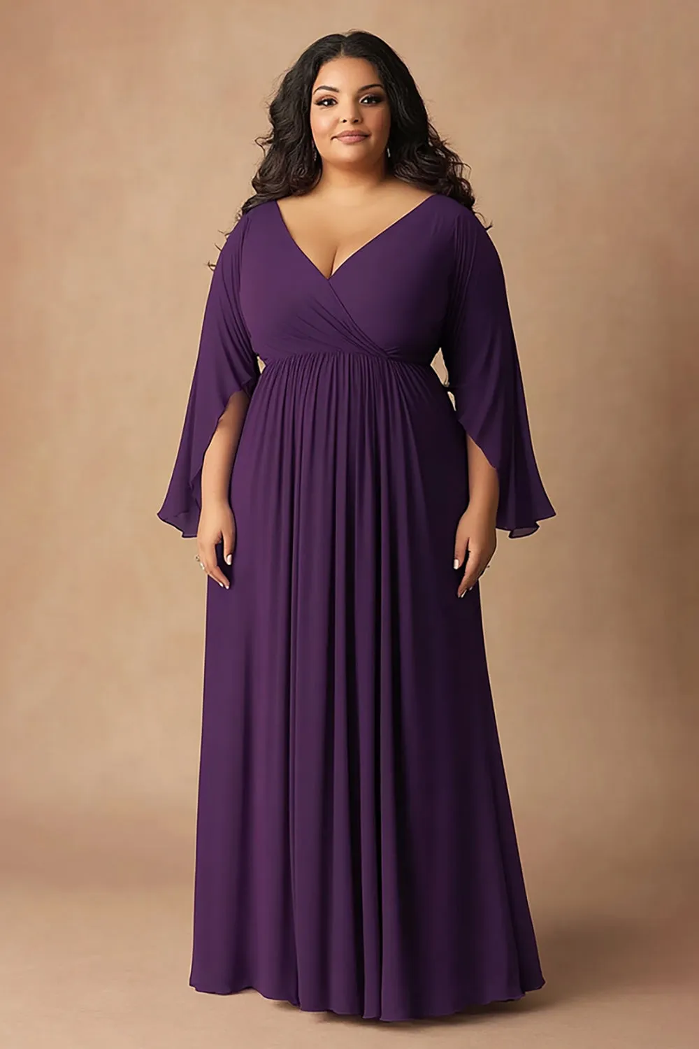 Dark Purple Chiffon Plus Size Mother of the Bride Dress sold by Zapaka