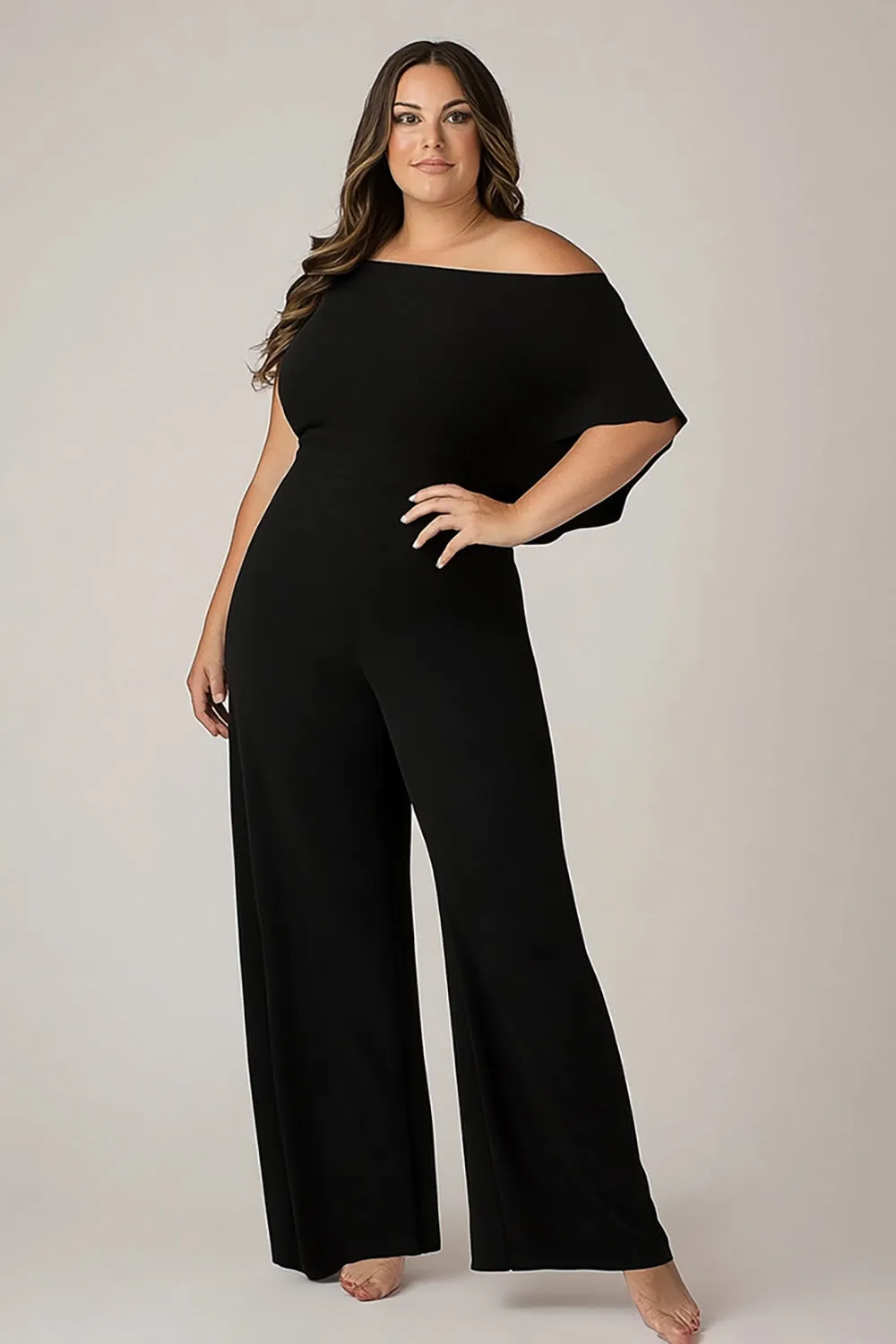 Off the Shoulder Plus Size Black Mother of the Bride Outfit sold by Zapaka