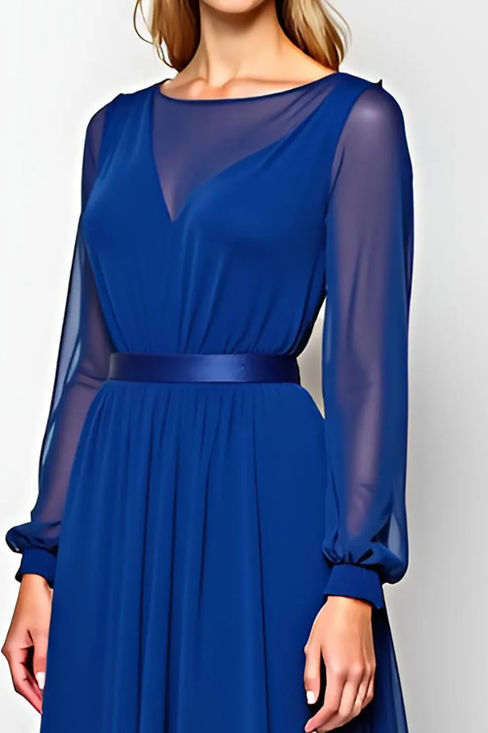 Royal Blue Chiffon Long Sleeves A Line Mother of the Bride Dress sold by Zapaka product image thumbnail 3