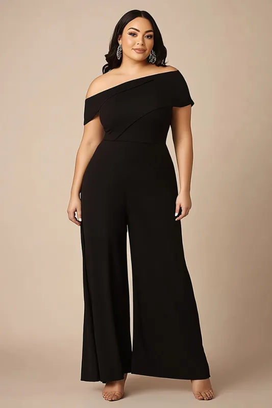 Black Plus Size One Shoulder Mother of the Bride Outfit sold by Zapaka