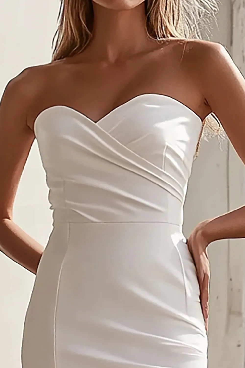 Bodycon White Strapless Short Graduation Dress sold by Zapaka product image thumbnail 2