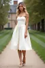 White Strapless Pleated Satin Short A Line Graduation Dress sold by Zapaka