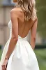 White Strapless Pleated Satin Short A Line Graduation Dress sold by Zapaka
