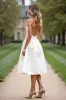 White Strapless Pleated Satin Short A Line Graduation Dress sold by Zapaka