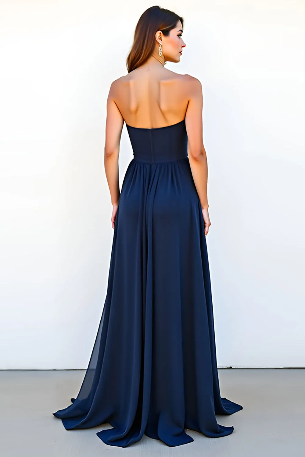 Navy A Line Sweetheart Long Wedding Guest Dress sold by Zapaka product image thumbnail 2
