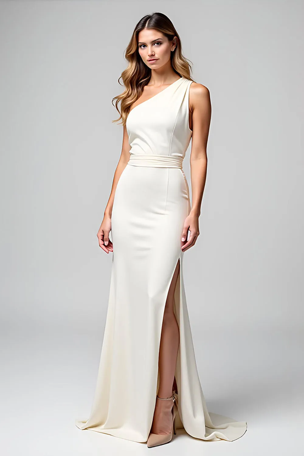 Lvory One Shoulder Sheath Formal Dress with Slit sold by Zapaka