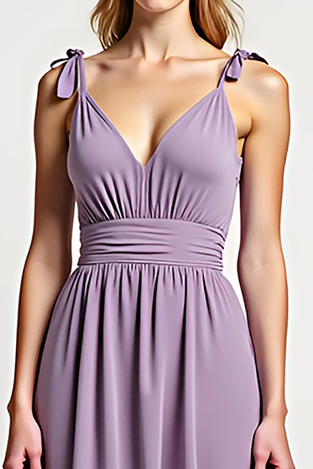 Lilac Spaghetti Straps Long Chiffon A Line Bridesmaid Dress sold by Zapaka product image thumbnail 3