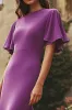 Plum Matte Satin Sheath Ruffled Formal Dress sold by Zapaka