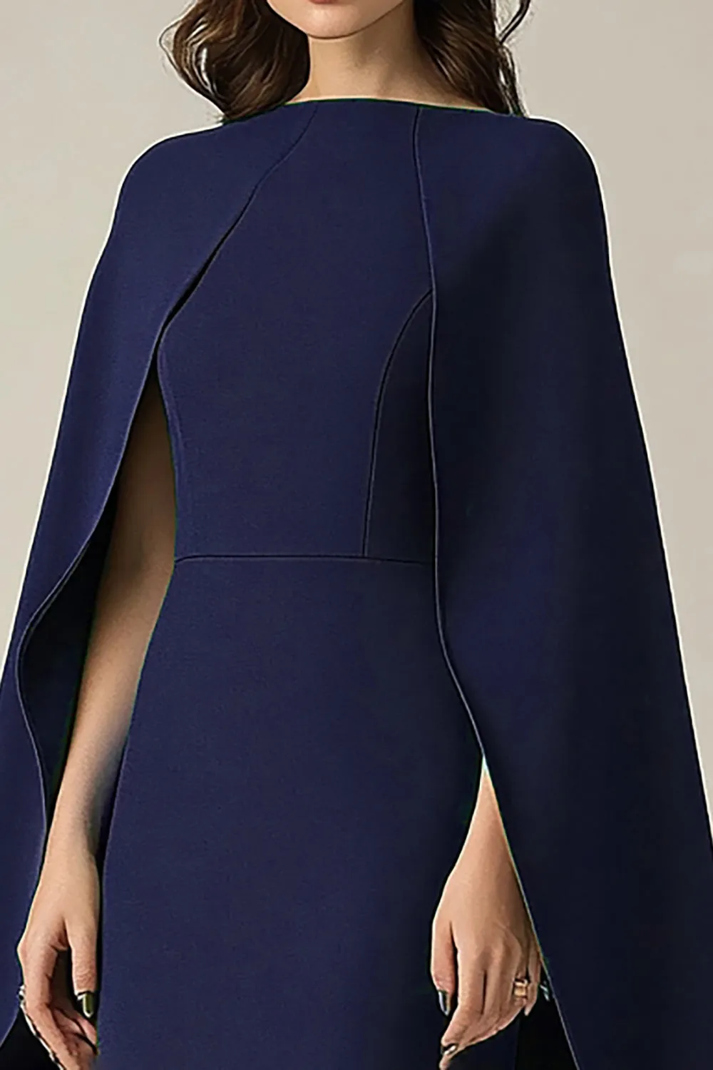 Navy Cape Midi Formal Dress sold by Zapaka product image thumbnail 2