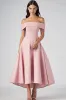 Off The Shoulder Pink A Line Satin Formal Dress sold by Zapaka