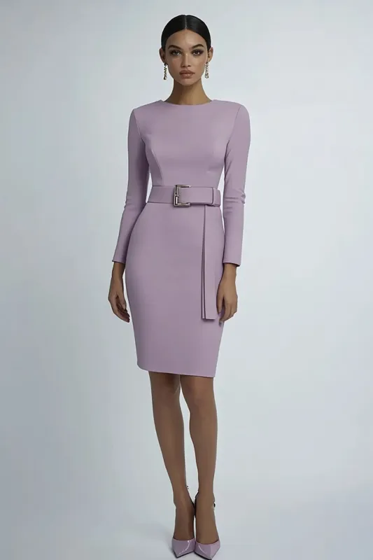 Lilac Bodycon Short Formal Dress with Long Sleeves sold by Zapaka