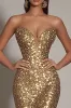 Sparkly Gold Sequins Strapless Mermaid Formal Dress with Slit sold by Zapaka
