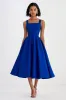 Royal Blue Square Neck Ruched Midi Formal Dress sold by Zapaka