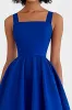 Royal Blue Square Neck Ruched Midi Formal Dress sold by Zapaka