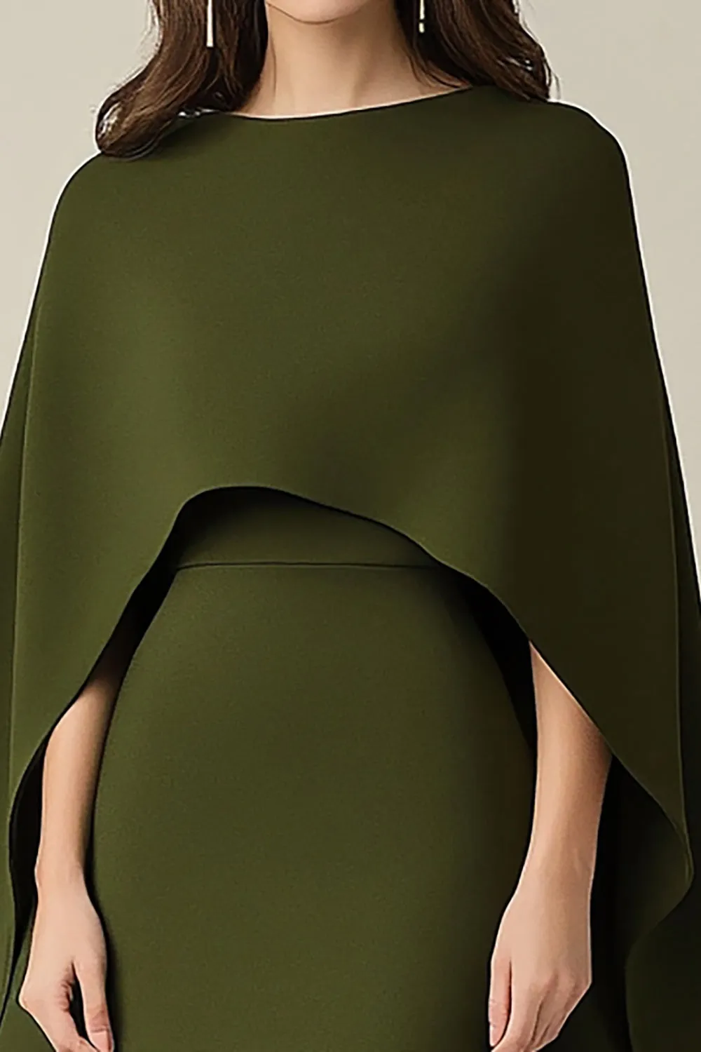 Olive Cape Midi Formal Dress sold by Zapaka product image thumbnail 2