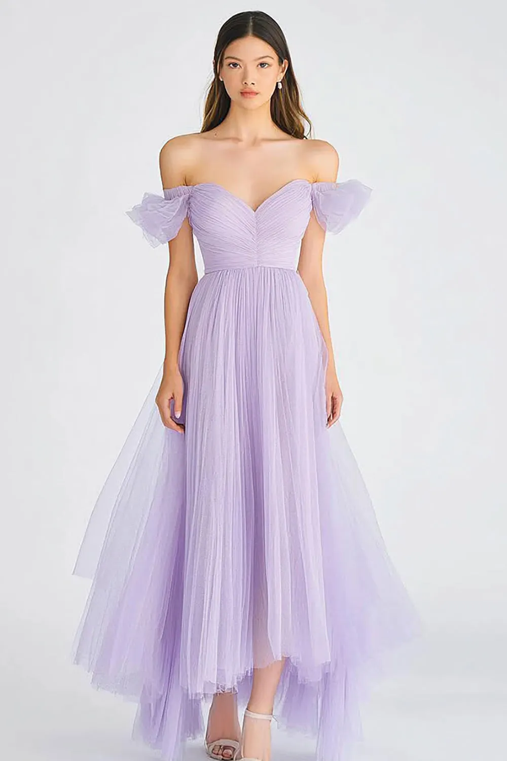 Off The Shoulder Lilac A Line Tulle Formal Dress sold by Zapaka