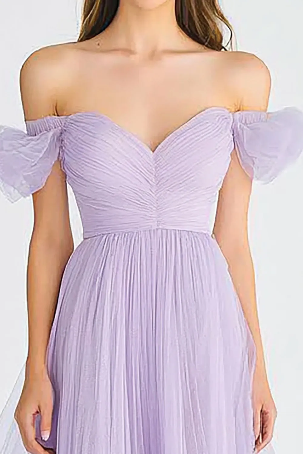Off The Shoulder Lilac A Line Tulle Formal Dress sold by Zapaka product image thumbnail 2