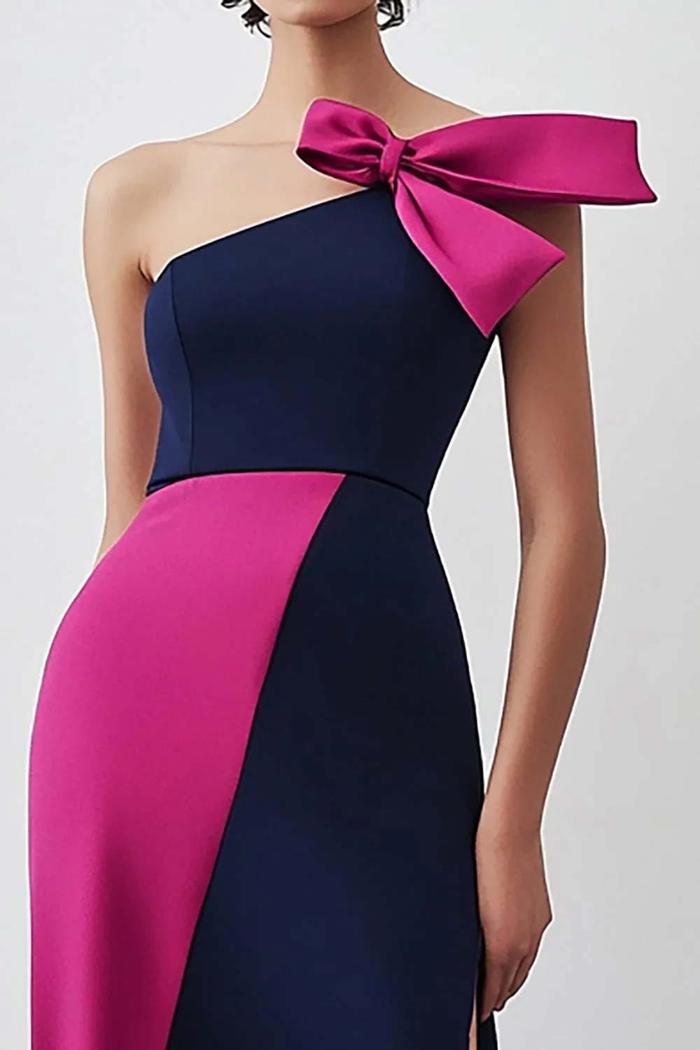 Navy Fuchsia Cold Shoulder Sheath Formal Dress sold by Zapaka product image thumbnail 2